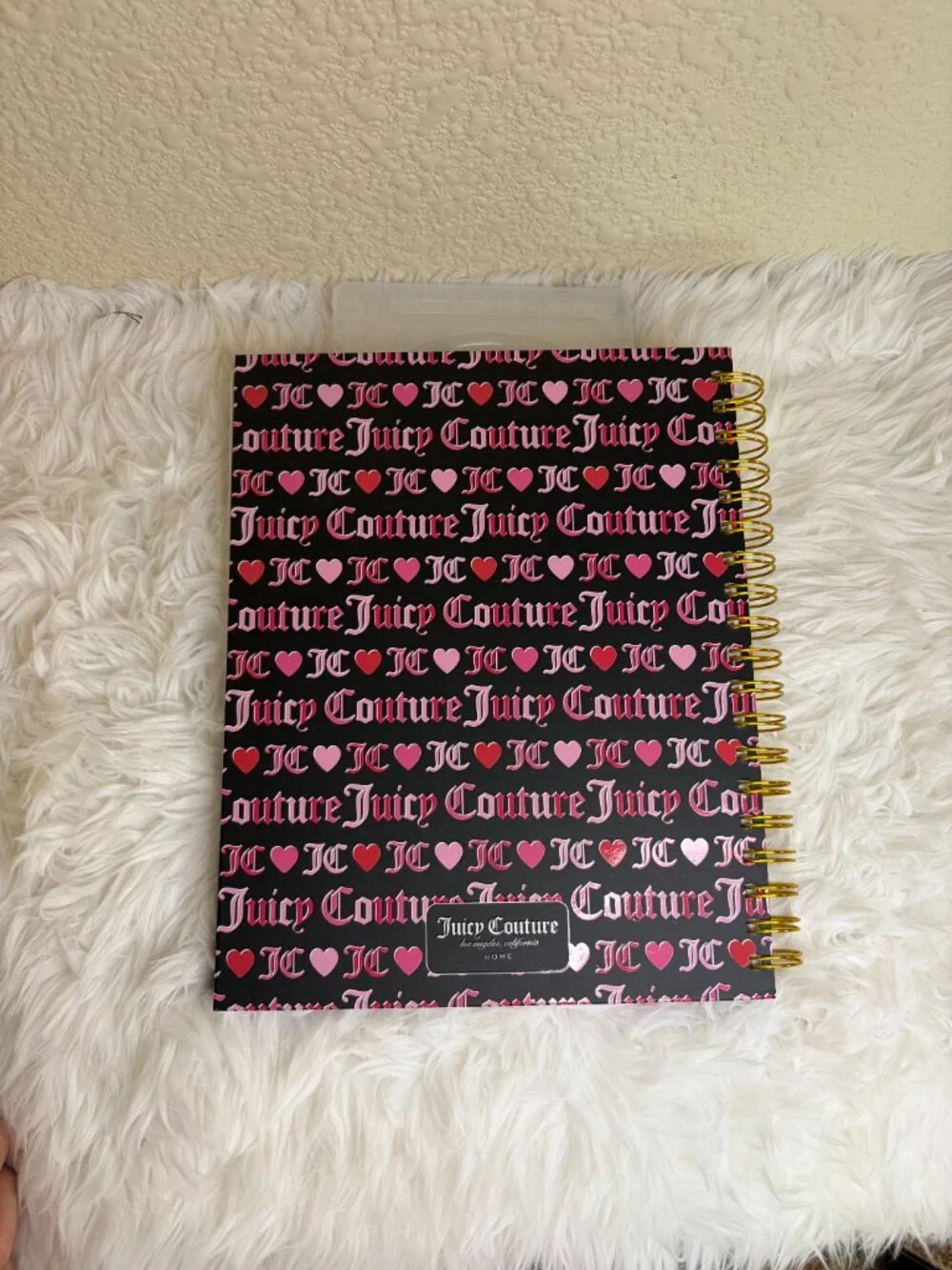 Juicy Couture Large Pink Black Heart Spiral Journal 316 Pages Pen NWT